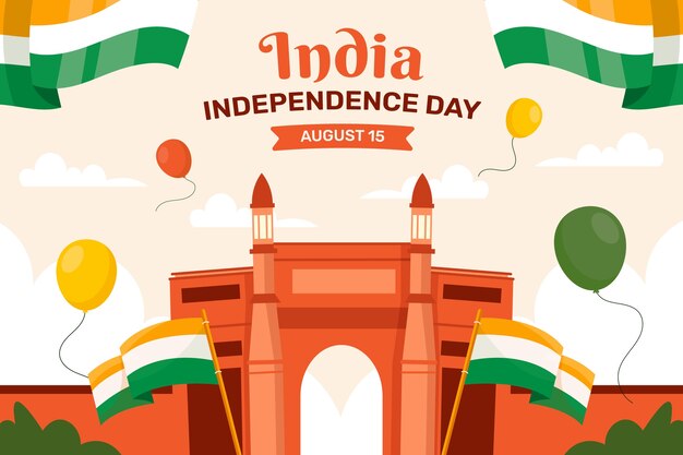 Fondo plano para la celebración del día de la independencia de la india