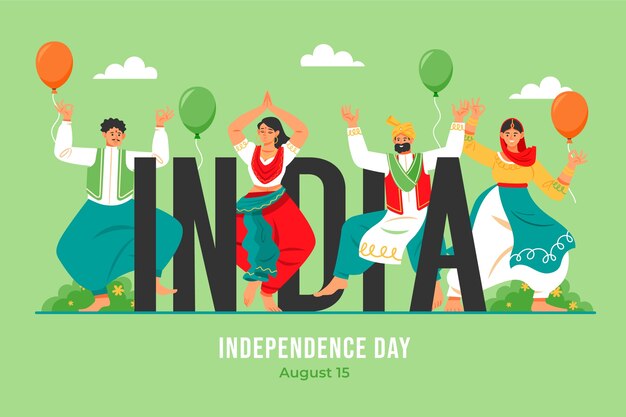 Fondo plano para la celebración del día de la independencia de la india
