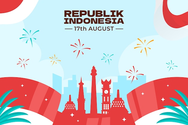 Fondo plano para la celebración del día de la independencia de indonesia