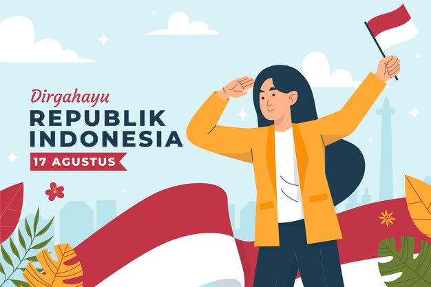 Fondo plano para la celebración del día de la independencia de indonesia