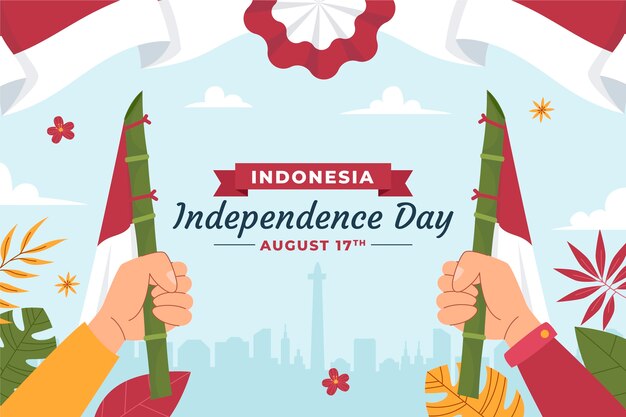 Fondo plano para la celebración del día de la independencia de indonesia