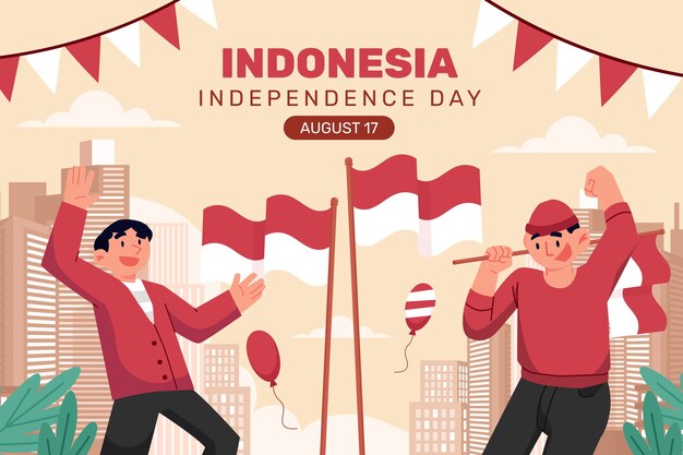 Fondo plano para la celebración del día de la independencia de indonesia