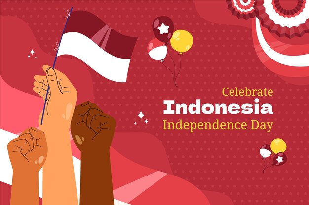 Fondo plano para la celebración del día de la independencia de indonesia