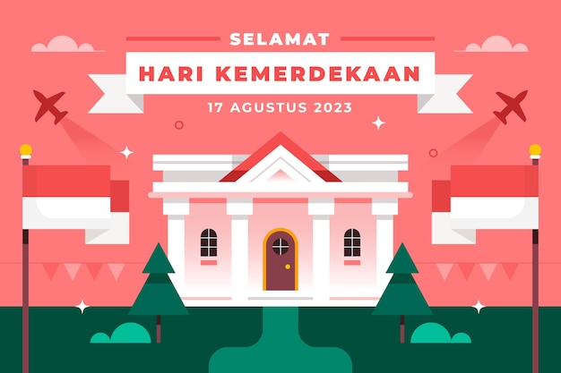 Fondo plano para la celebración del día de la independencia de indonesia