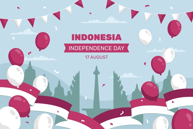 Fondo plano para la celebración del día de la independencia de indonesia