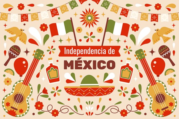 Fondo plano para la celebración del día de la independencia de méxico