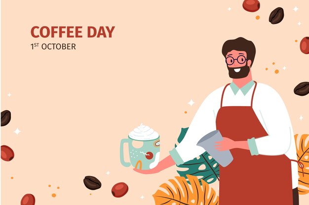 Fondo plano para la celebración del día internacional del café