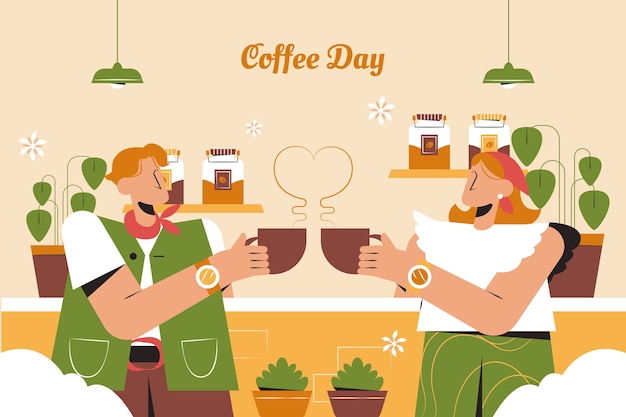 Vector gratuito fondo plano para la celebración del día internacional del café