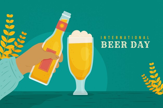 Fondo plano para la celebración del día internacional de la cerveza