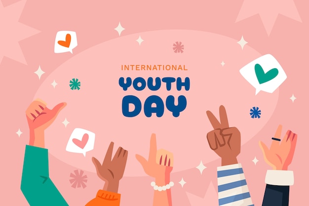 Vector gratuito fondo plano para la celebración del día internacional de la juventud