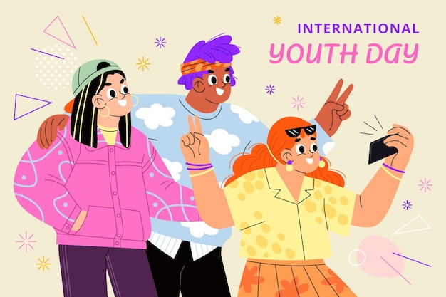 Fondo plano para la celebración del día internacional de la juventud