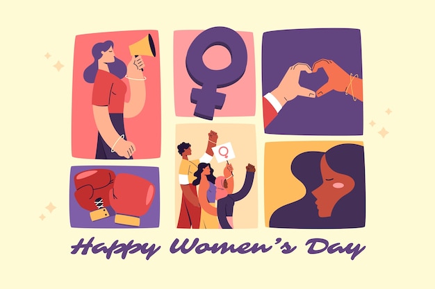 Vector gratuito fondo plano para la celebración del día internacional de la mujer.