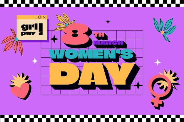 Fondo plano para la celebración del Día Internacional de la Mujer.