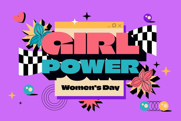 Fondo plano para la celebración del Día Internacional de la Mujer.