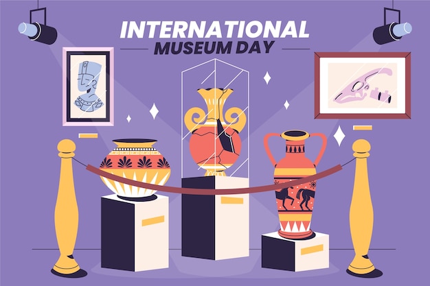 Fondo plano para la celebración del día internacional de los museos