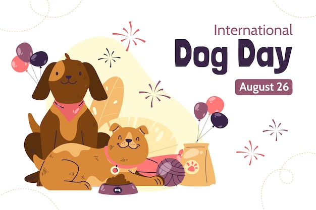 Vector gratuito fondo plano para la celebración del día internacional del perro