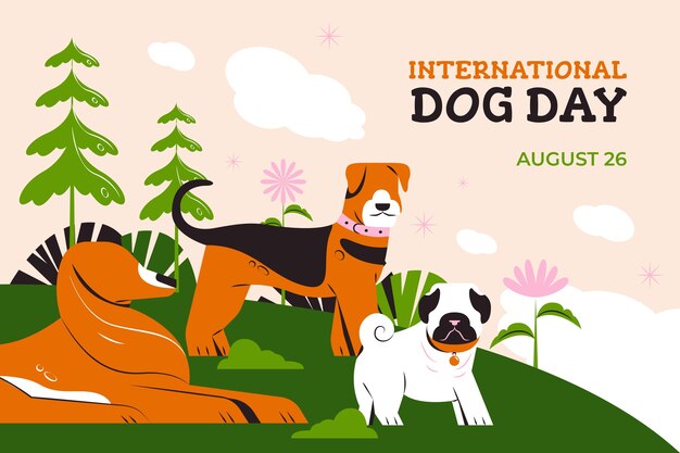 Fondo plano para la celebración del día internacional del perro