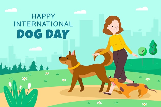 Vector gratuito fondo plano para la celebración del día internacional del perro