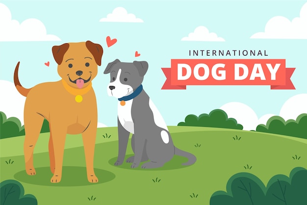 Vector gratuito fondo plano para la celebración del día internacional del perro