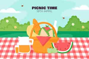 Vector gratuito fondo plano para la celebración del día internacional del picnic