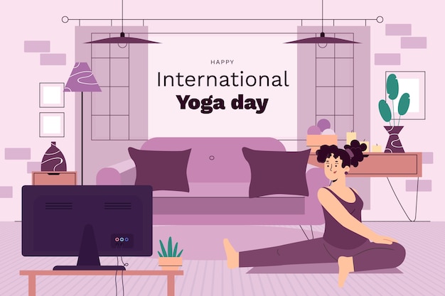 Fondo plano para la celebración del día internacional del yoga