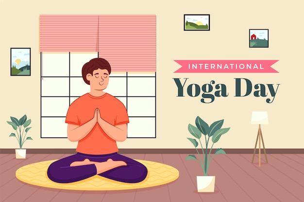 Fondo plano para la celebración del día internacional del yoga