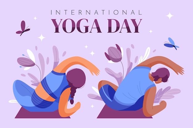 Fondo plano para la celebración del día internacional del yoga