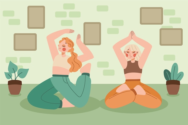 Vector gratuito fondo plano para la celebración del día internacional del yoga