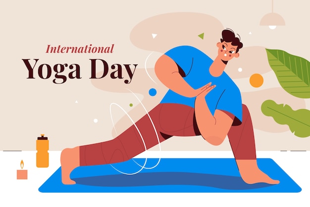 Vector gratuito fondo plano para la celebración del día internacional del yoga