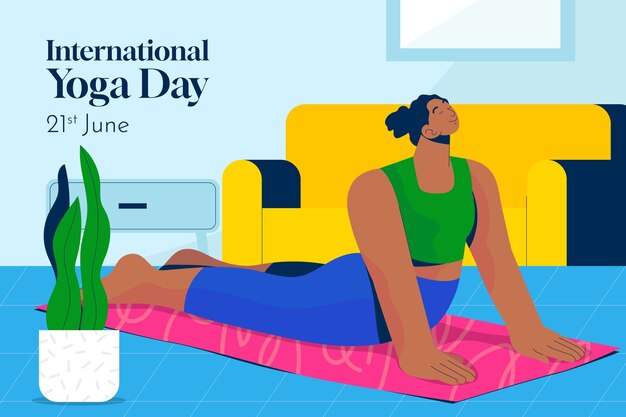 Vector gratuito fondo plano para la celebración del día internacional del yoga