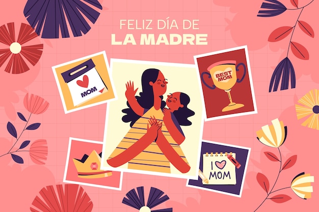 Vector gratuito fondo plano para la celebración del día de la madre en español