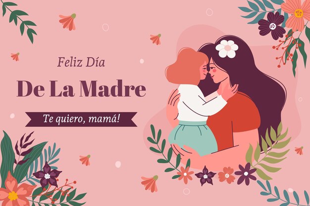 Fondo plano para la celebración del Día de la Madre en español