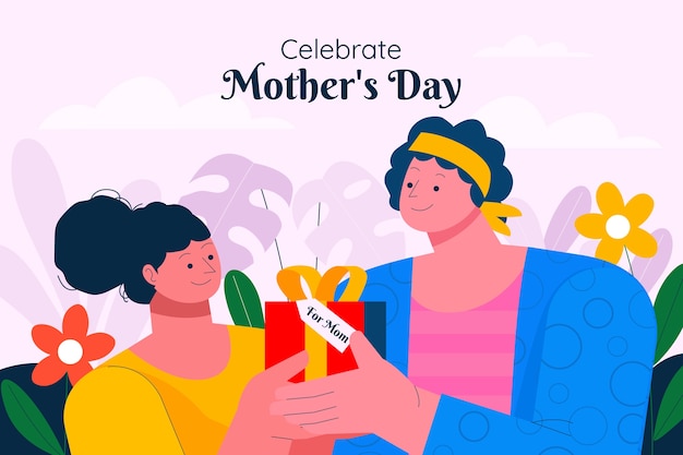 Vector gratuito fondo plano para la celebración del día de la madre