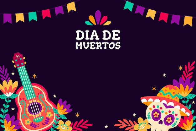 Vector gratuito fondo plano de celebración de dia de muertos