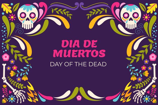 Fondo plano de celebración de dia de muertos