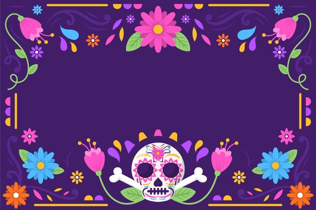 Fondo plano de celebración de dia de muertos