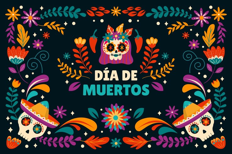 Vector gratuito fondo plano para la celebración del día de los muertos