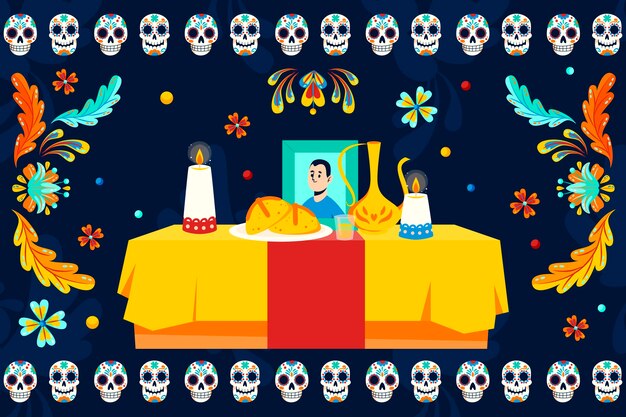 Fondo plano para la celebración del dia de muertos