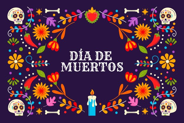 Fondo plano para la celebración del dia de muertos