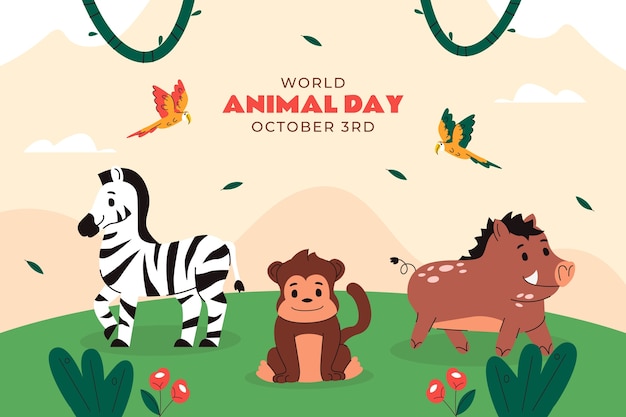 Fondo plano para la celebración del día mundial de los animales