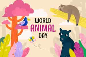 Vector gratuito fondo plano para la celebración del día mundial de los animales