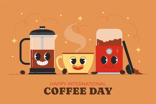 Fondo plano para la celebración del Día Mundial del Café