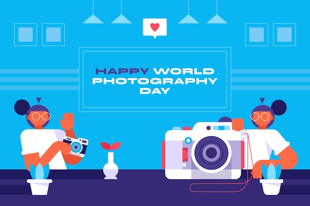 Fondo plano para la celebración del día mundial de la fotografía
