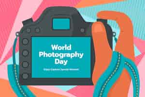 Vector gratuito fondo plano para la celebración del día mundial de la fotografía