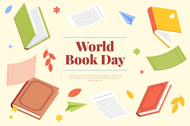 Vector gratuito fondo plano para la celebración del día mundial del libro