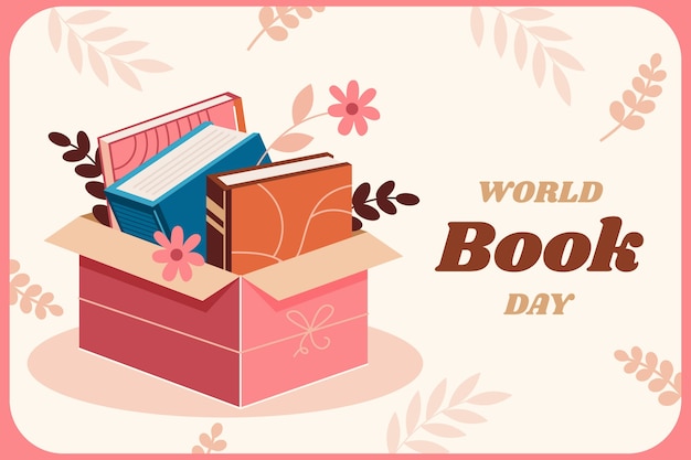 Vector gratuito fondo plano para la celebración del día mundial del libro