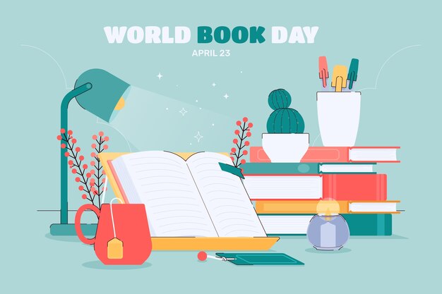 Fondo plano para la celebración del día mundial del libro