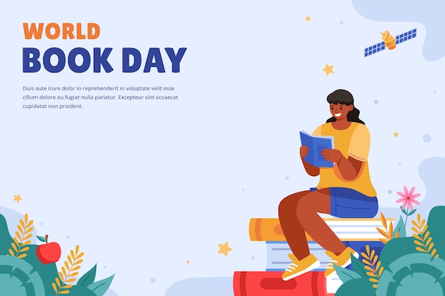 Vector gratuito fondo plano para la celebración del día mundial del libro