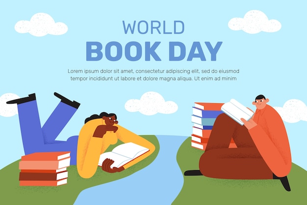 Vector gratuito fondo plano para la celebración del día mundial del libro