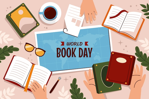 Fondo plano para la celebración del día mundial del libro